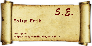 Solya Erik névjegykártya